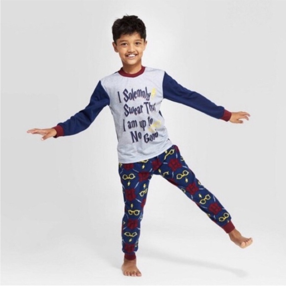 NWT New Harry Potter Hogwarts Navy Blue Heather Gray 12 Mos Baby Pajama Set New